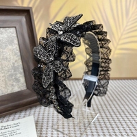 蕾絲水鉆蝴蝶發(fā)箍女2025新款高顱頂洋氣時(shí)尚百搭寬邊頭箍發(fā)卡頭飾