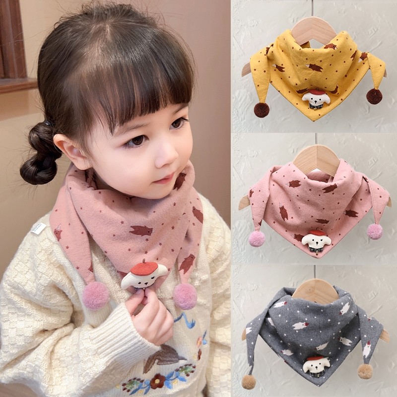 儿童韩版三角巾2024新款秋冬季保暖宝宝防风脖套婴儿围巾围脖狗狗
