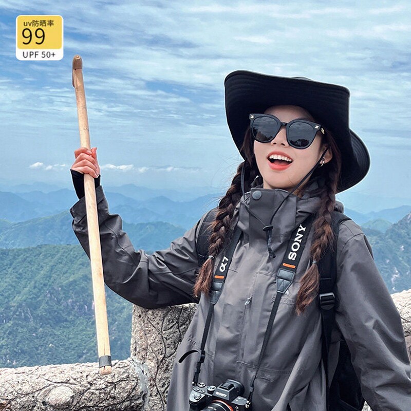 西部牛仔帽女夏季登山渔夫帽大头围户外徒步防晒遮阳钓鱼帽子透气