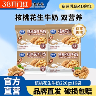 西安银桥核桃花生牛奶220g*16袋生牛乳奶源营养早餐整箱正品红枣
