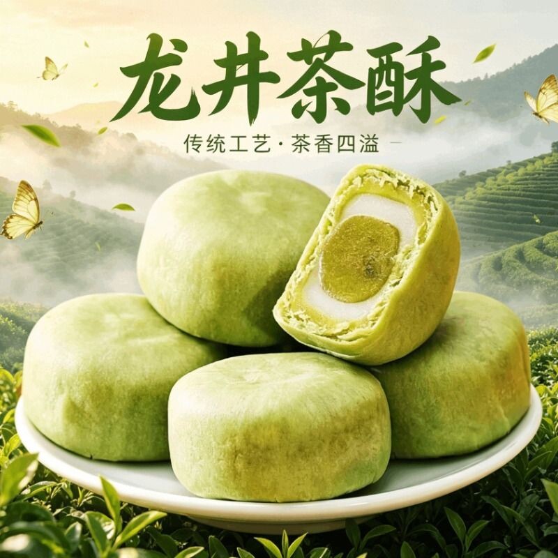 龙井茶酥传统麻薯糕点心办公室休闲解馋杭州好吃多口味小零食整箱