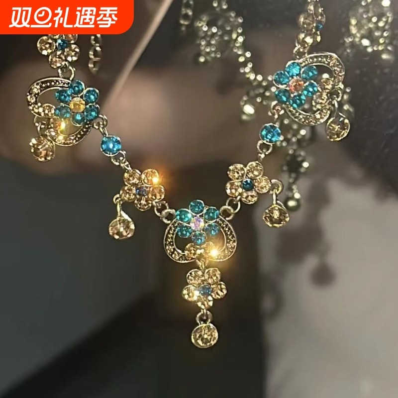 vintage 中世纪复古爱心项链小众设计感精致中古锁骨链法式脖