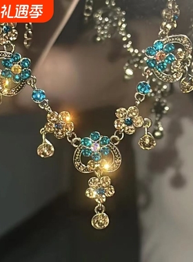 vintage 中世纪复古爱心项链小众设计感精致中古锁骨链法式脖颈链