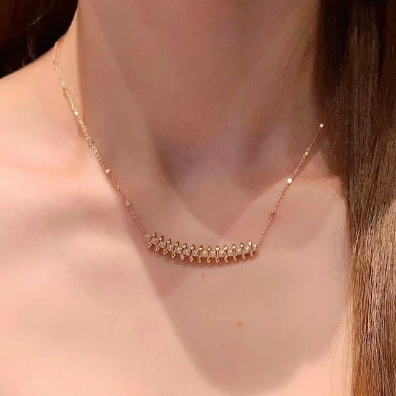 高板本铆钉转动钉子项链女轻奢小众设计高级感子弹头锁骨链玫瑰金