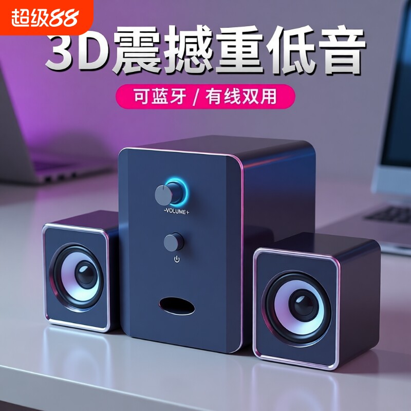高音质小型台式电脑音箱笔记本家用迷你有线音响大音量超重低音炮