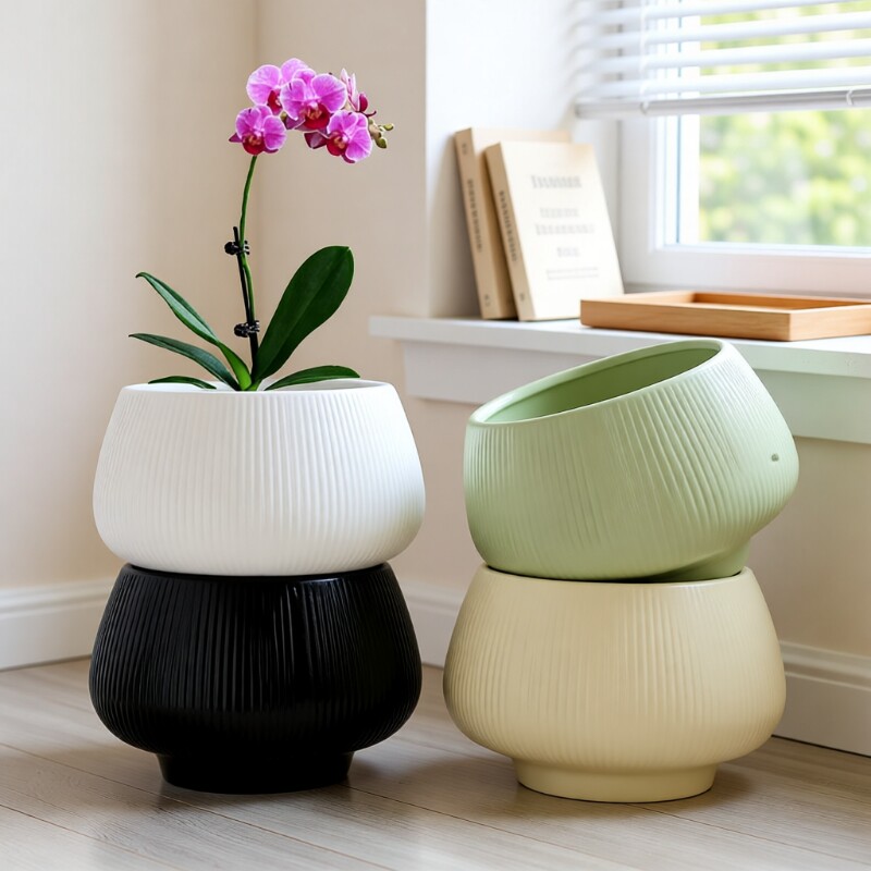 花盆陶瓷带托盘特大号多肉盆栽大口径超大客厅艺术轻奢桌面耐用