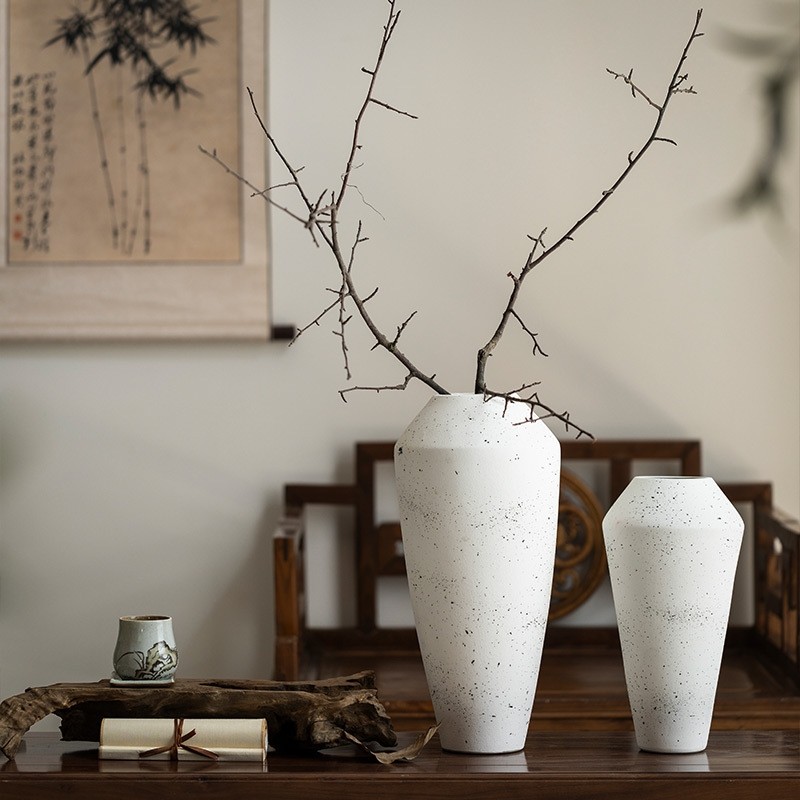 景德镇复古中式手工陶瓷花瓶水培植物粗陶插花花器客厅装饰品摆件