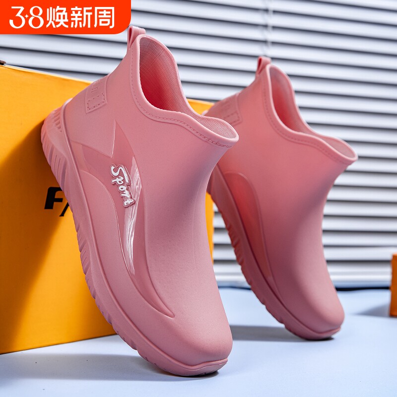 防水防滑时尚雨靴女士加厚雨鞋耐磨男士厚底短筒水鞋厨房工作胶鞋