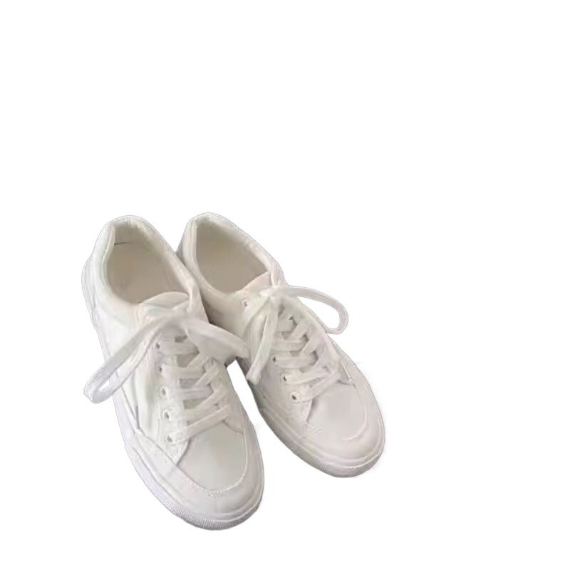 时尚高端百搭经典小白鞋女2026新款帆布鞋学生板鞋夏白色黑色圆头