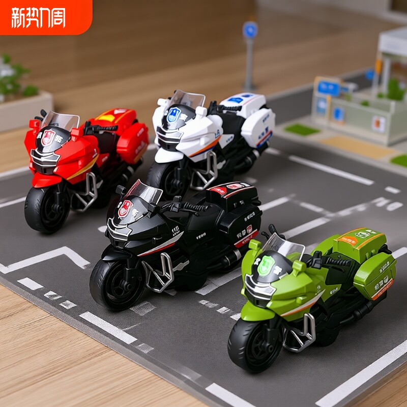 儿童玩具车惯性可开门摩托车仿真警车越野车男女孩小汽车模型礼物