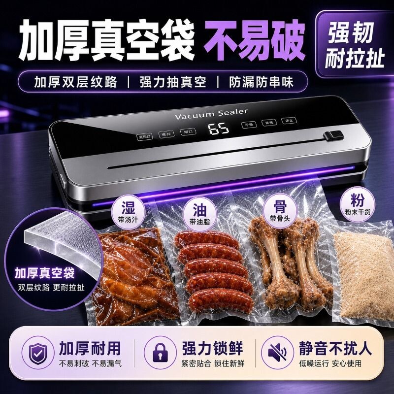 德国真空抽真空封口机真空机家用小型保鲜塑封压缩食品包装全自动