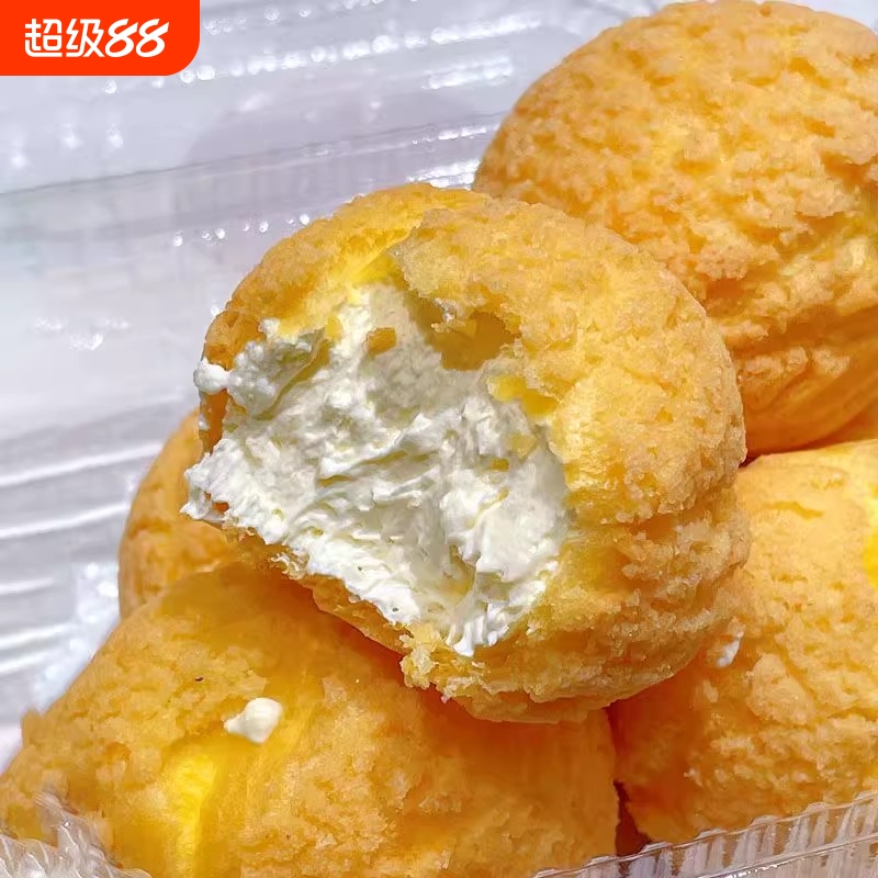 冰淇淋泡芙蛋糕爆浆营养早餐面包夹心鲜奶油西式糕点散装整箱草莓