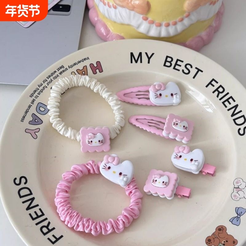 后脑勺发夹发圈刘海夹法式外出饼干kt发饰洋气褶皱蓬松感时尚拼色