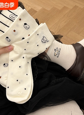 白色小腿袜JK袜子女夏季天鹅绒黑色过膝袜长袜中筒袜短袜丝袜筒袜