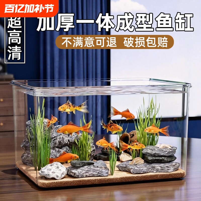 小型透明桌面鱼缸客厅2026新款金鱼观赏缸乌龟饲养生态造景缸龟缸
