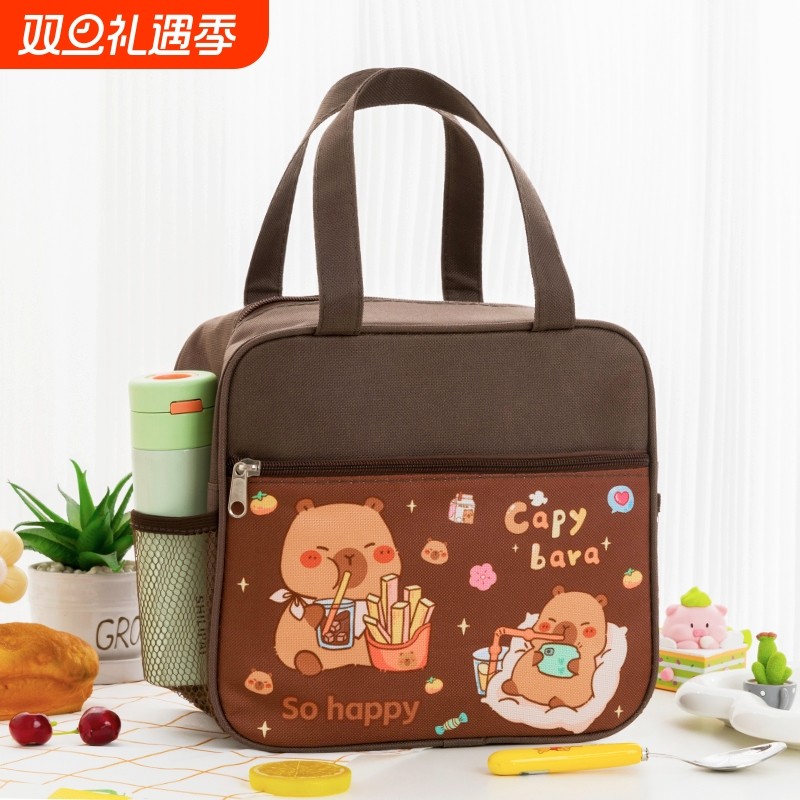 可爱卡通小学生饭盒袋大容量保温手提便当包儿童防水防油饭兜餐包