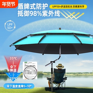 钓鱼伞新款户外专用大钓伞2025雨伞拐杖防晒沙滩遮阳伞钓箱暴雨