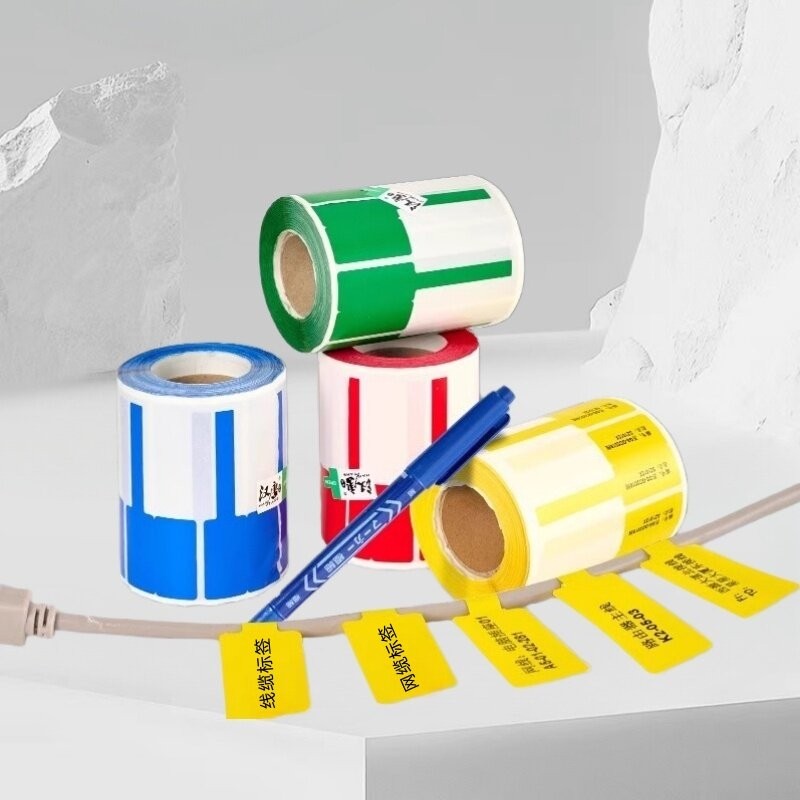 超辉卷装网线标签打印纸 防水撕不烂P型刀型线缆不干胶贴纸标识彩,办公设备/耗材/相关服务,标签打印纸/条码纸,淘宝优惠券,粉丝福利购,淘宝优惠卷