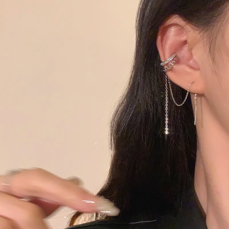 耳针一体式耳骨夹女时尚简约气质百搭个性双层圆圈耳夹耳环新款潮