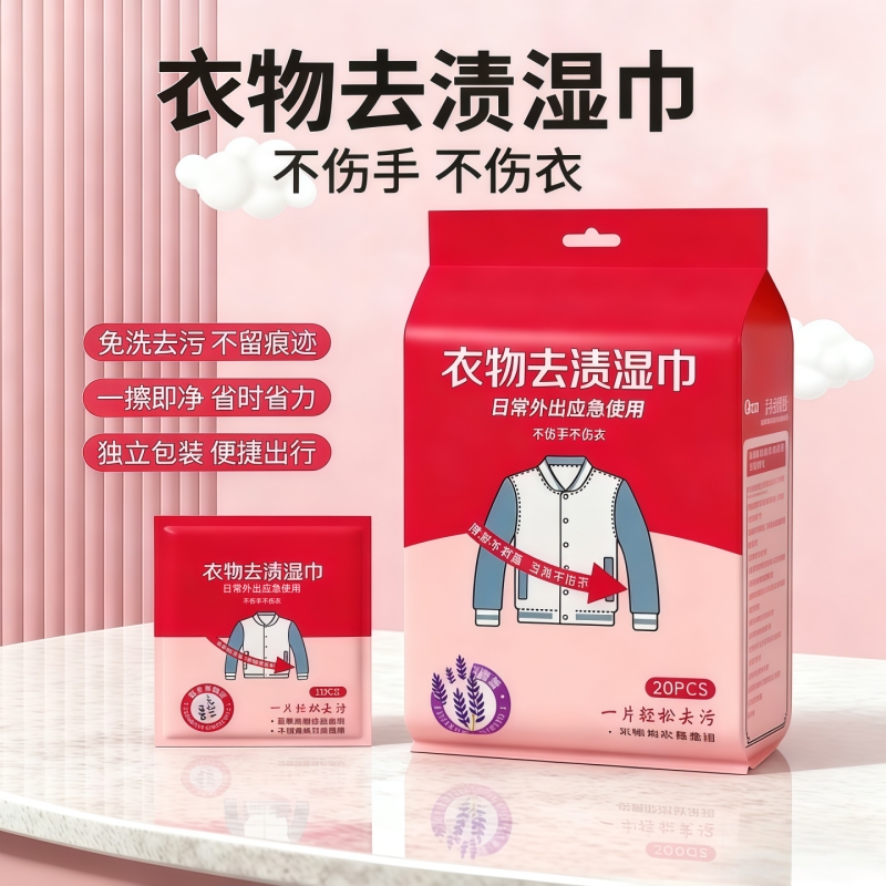 免洗清洁湿巾衣物擦鞋衣服专用湿纸巾羽绒服一擦去油衣服去污湿巾