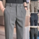 裤 春夏男西裤 9分西装 商务正装 休0313k 松紧腰九分小春直筒垂感修身
