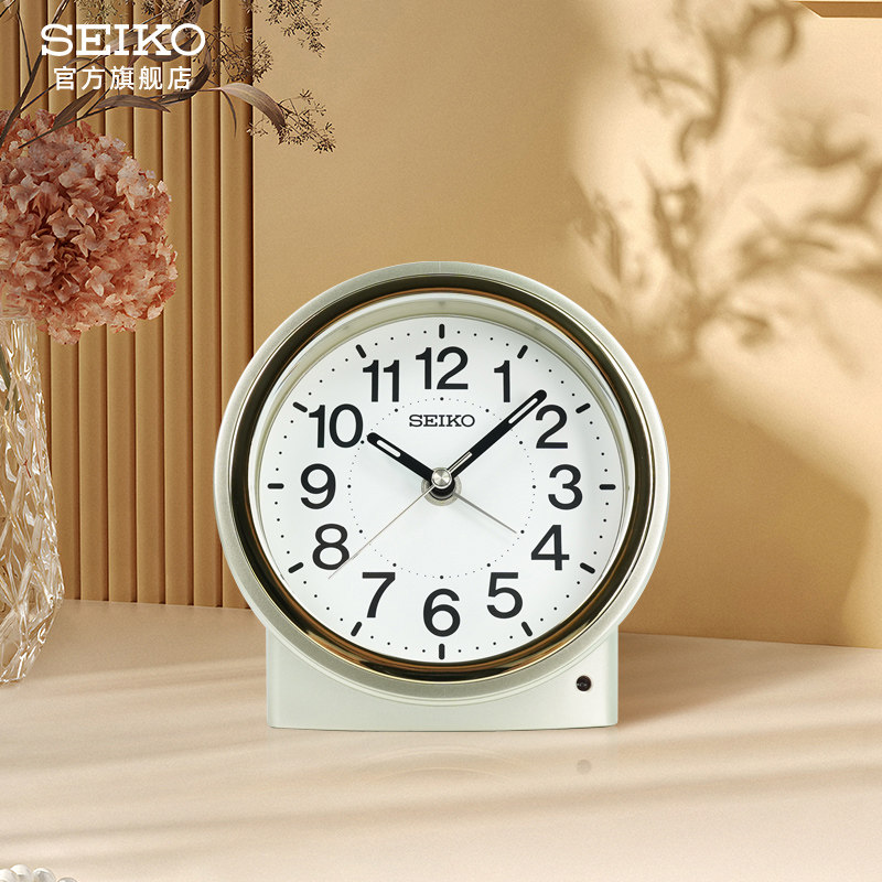 新款SEIKO精工小闹钟时钟摆台电子钟儿童感光夜灯贪睡新品静音