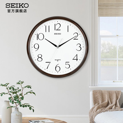 SEIKO日本精工11寸复古挂钟大理石花纹边框客厅卧室创意家用时钟