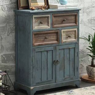 新款地中海复古柜子多层抽屉泡桐木柜子E1级环保整装斗柜