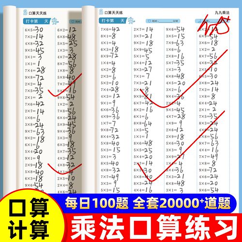 九九乘除法口诀表练习册