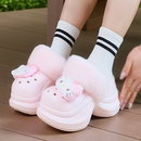 卉兹沐新款可爱卡通毛毛绒洞洞鞋保暖女士厚底居家室内防滑棉拖鞋