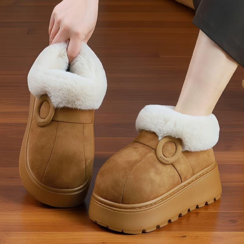 卉兹沐2025新款高级感短靴女冬季毛绒保暖居家室内保暖防滑棉鞋