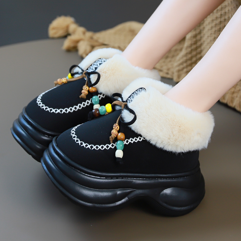 韩版厚底包头蝴蝶结棉鞋