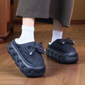 PU棉拖鞋 包跟 防水保暖加绒室内居家厚底棉拖鞋 女士秋冬季 2025新款