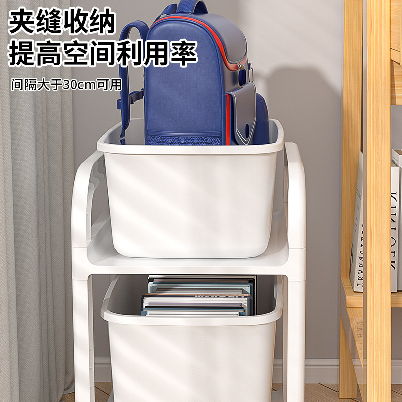 多层收纳架家用夹缝置物架书包书本整理架学生书本收纳落地带滑轮