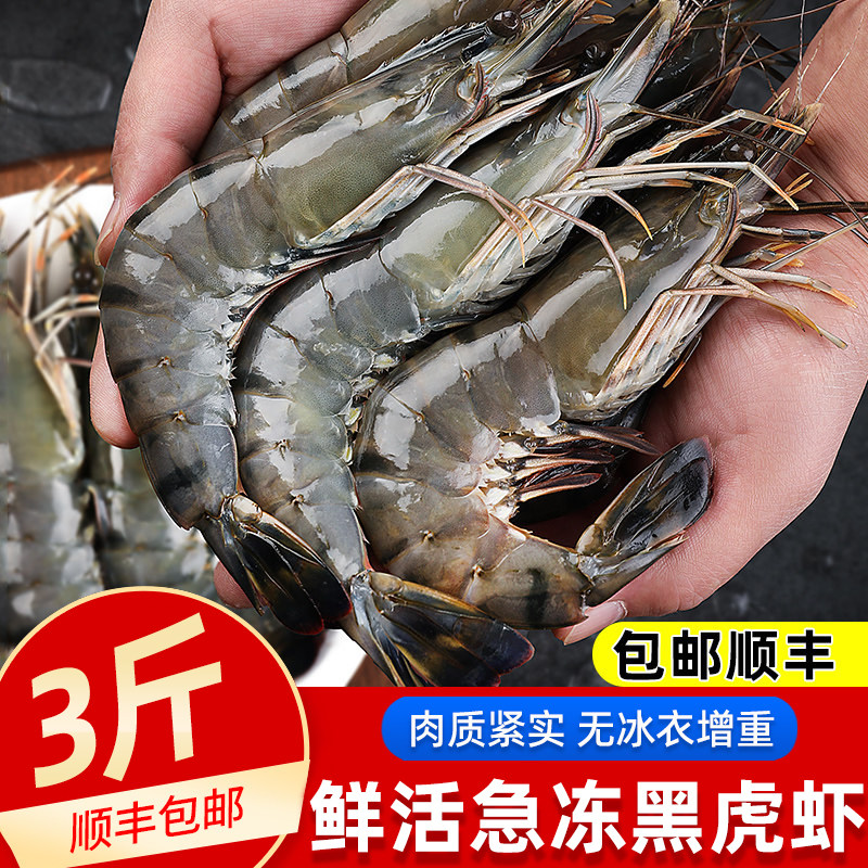 黑虎虾超大新鲜大虾老虎虾鲜活冷冻特大速冻海鲜竹九节虾3斤包邮,水产肉类/新鲜蔬果/熟食,冻虾,淘宝优惠券,粉丝福利购,淘宝优惠卷