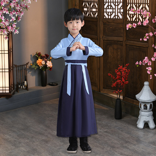 千字文朗诵服装儿童汉服国学三字经弟子规服小学生开笔礼表演书童