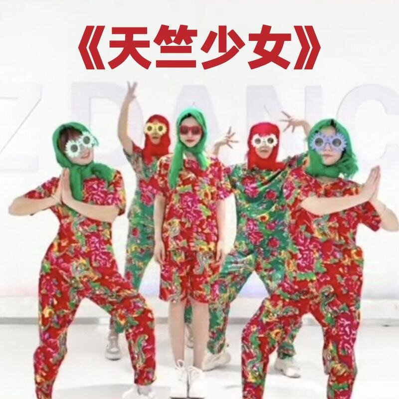 天竺少女演出服年会舞蹈搞笑怪东北大花布衣服演出服套装短袖头巾