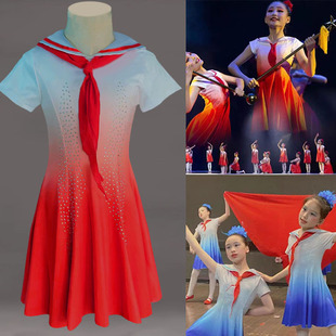 红旗飘飘舞蹈服儿童红领巾演出服童心向党中小学生少先队员爱国合