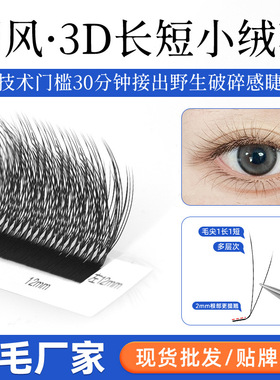 3D长短小绒花LJLC嫁接睫毛多层野生仿真毛绒感美睫店专用立体提翘