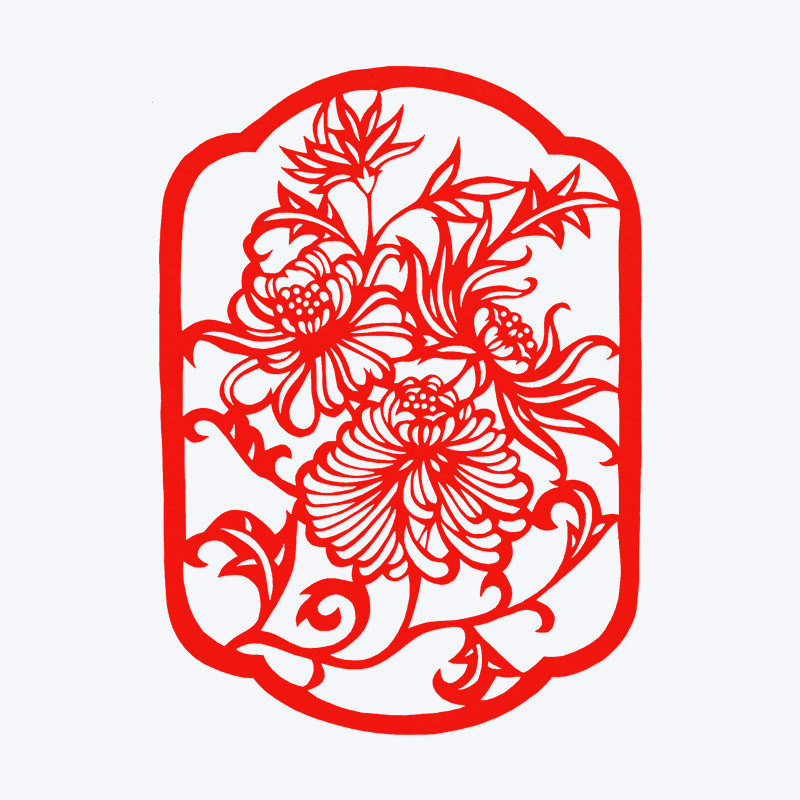 花卉剪纸荷花牡丹菊花梅花a4剪纸画中国特色礼品送老外出国礼品