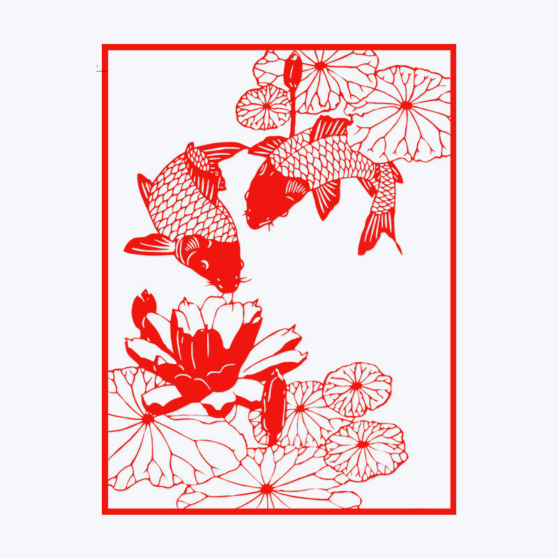 大幅剪纸成品手工中国风刻纸作品非遗工艺品连年有余【少量现货】