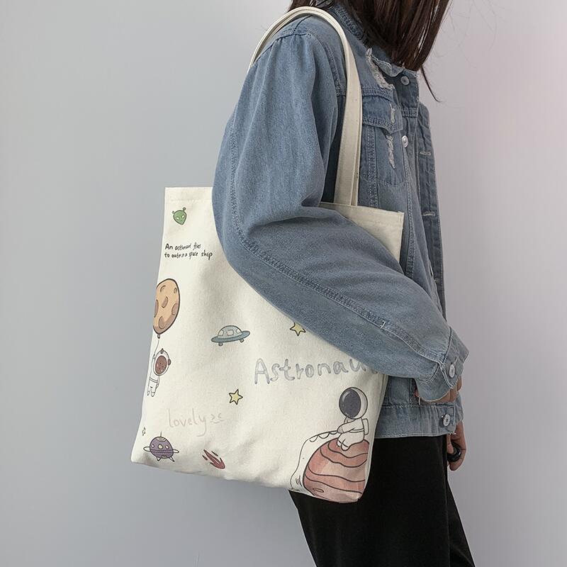 帆布包女夏2023年新款布兜单肩帆布袋学生手提袋拎书袋韩风布袋子