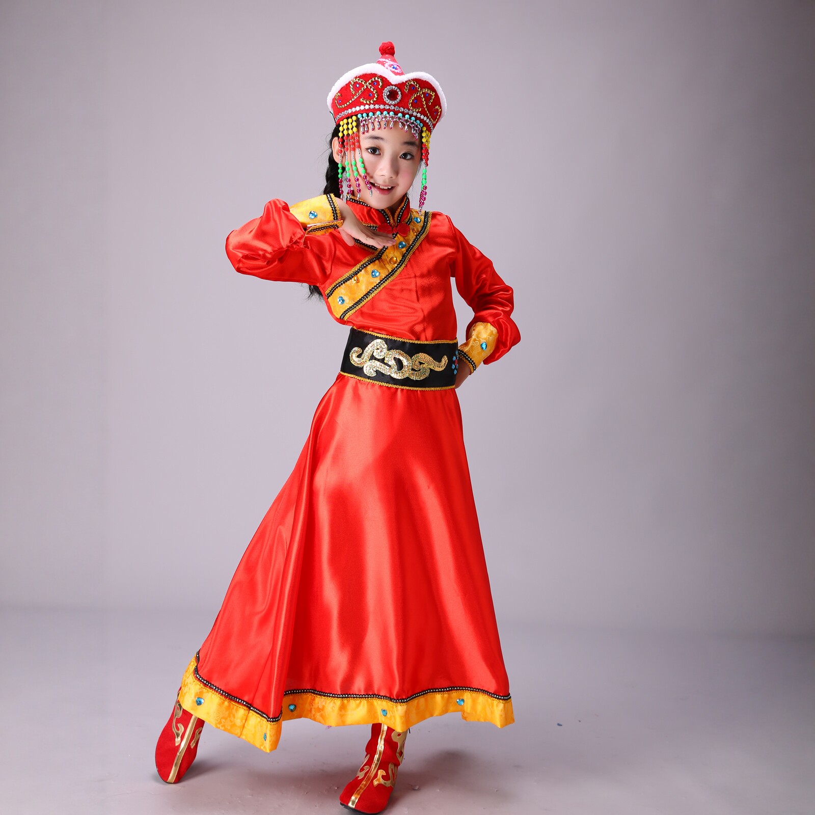 六一女童蒙古草原风鄂温克演出服图片
