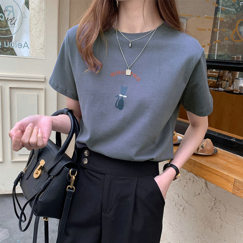 the republic of korea Short sleeve T-shirt 2022 summer new pattern Sense of design A small minority T-shirt Easy pure cotton Base coat jacketin the Women's clothing/Boutique , 时尚防晒服 category - from Buy2taobao.com to provide professional Taobao agent buy service