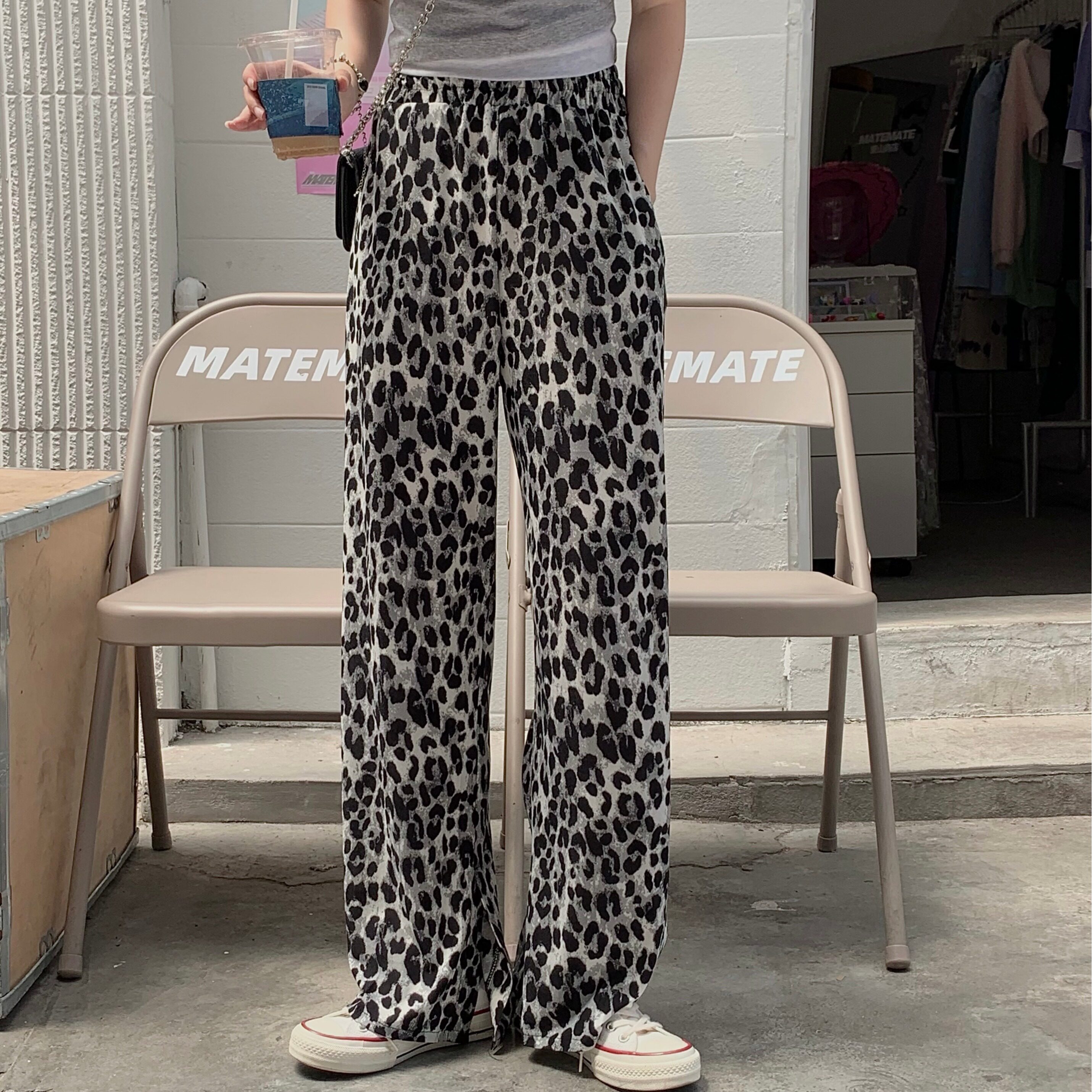 Casual pants women 2021 summer new pattern Retro Leopard Thin section Straight pants Easy Split ends Broad leg Mopping the floor trousersin the Women's clothing/Boutique , Skirts  category - from Buy2taobao.com to provide professional Taobao agent buy service