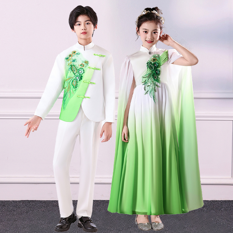 国庆节小学生合唱团表演服古筝女童朗诵诗歌国风儿童开场舞演出服