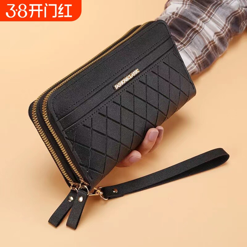 新款钱包女士长款手拿包时尚大容量双层钱夹卡包二合一零钱手机包