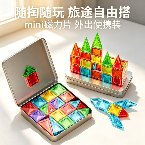 迷你磁力片便携口袋方块磁吸积木磁铁石mini旅行儿童益智拼装玩具
