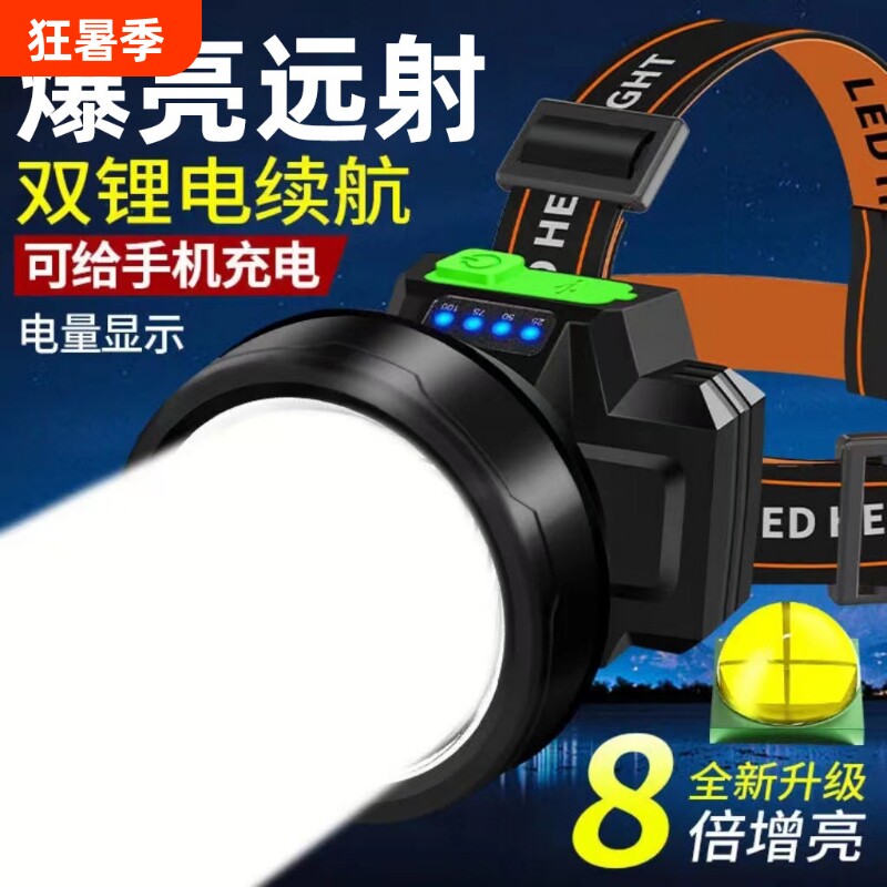公牛适用头灯强光可充电户外超亮远射超长待机夜钓鱼矿灯照明防水