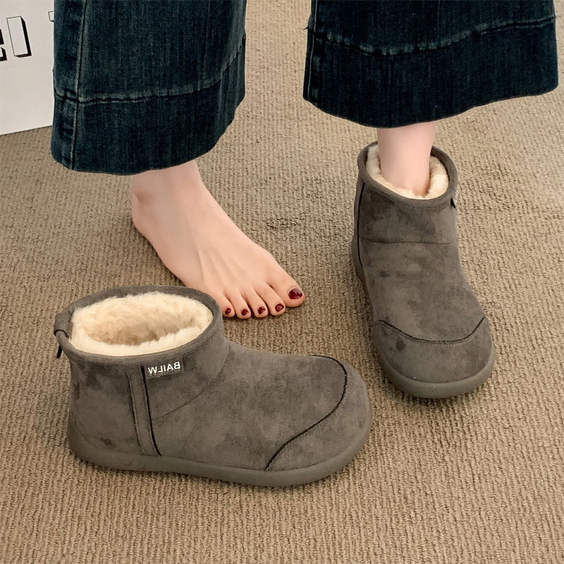 灰色雪地靴女款2025新款冬季爆款皮毛一体加绒加厚保暖棉鞋子女鞋